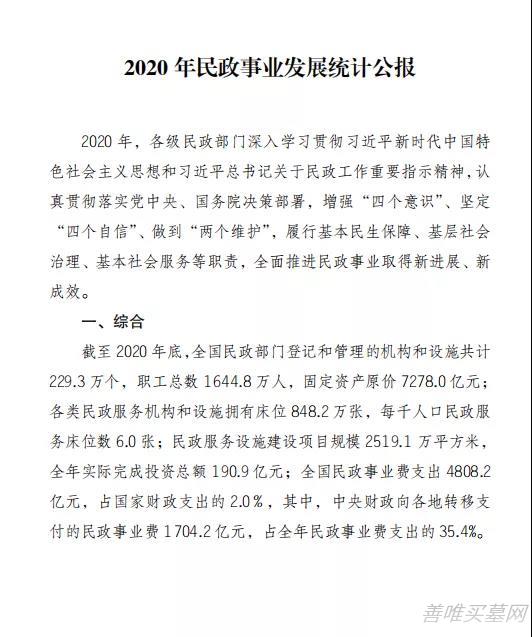民政部发布《2020年民政事业发展统计公报》
