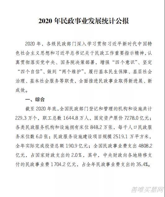 民政部发布《2020年民政事业发展统计公报》